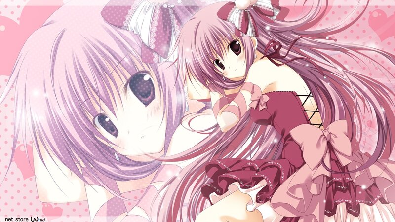 Two Anime Girls Hugging — Pink, Cute, Pink Hair