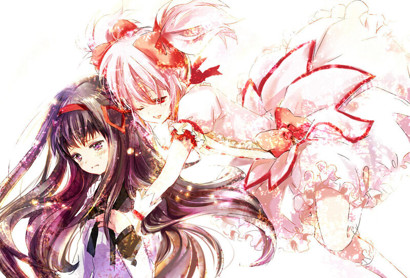 Two Anime Girls Hugging — Pink, Dreamy, Long Hair