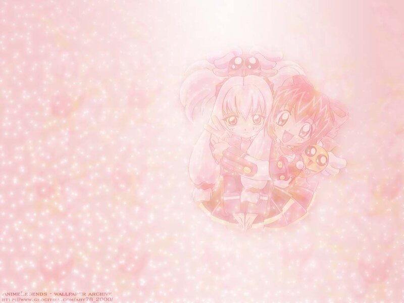 Two Anime Girls Hugging — Pink, Dreamy, Sparkles