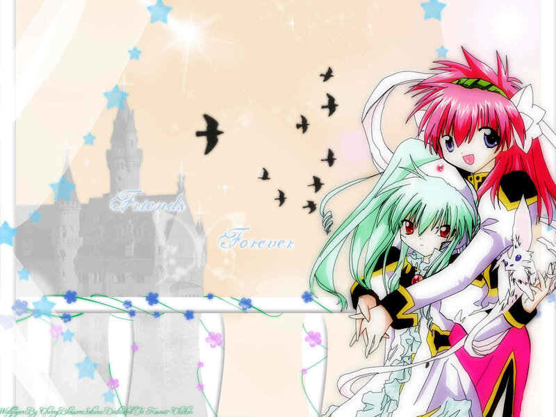 Two Anime Girls Hugging — Pink, Dreamy