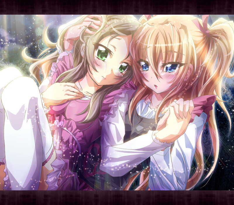Two Anime Girls Hugging — Pink, Emotional