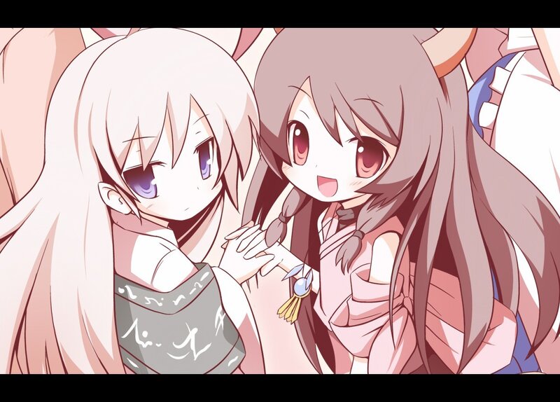 Two Anime Girls Hugging — Pink, Happy, Long Hair