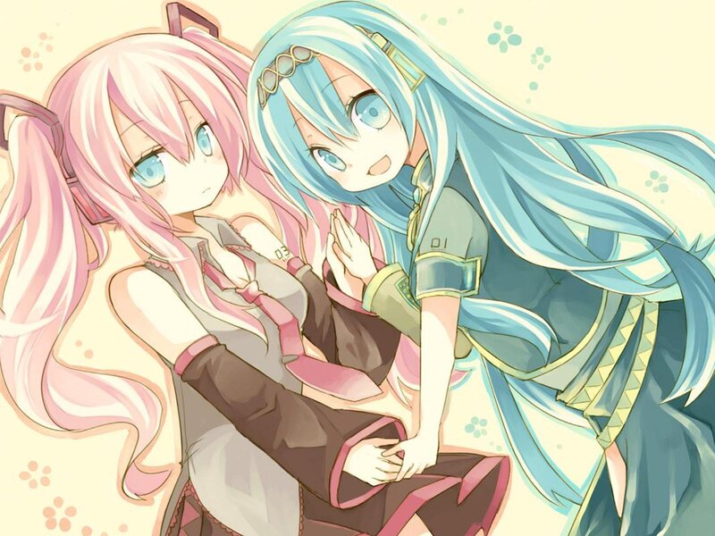 Two Anime Girls Hugging — Pink, Happy, Playful
