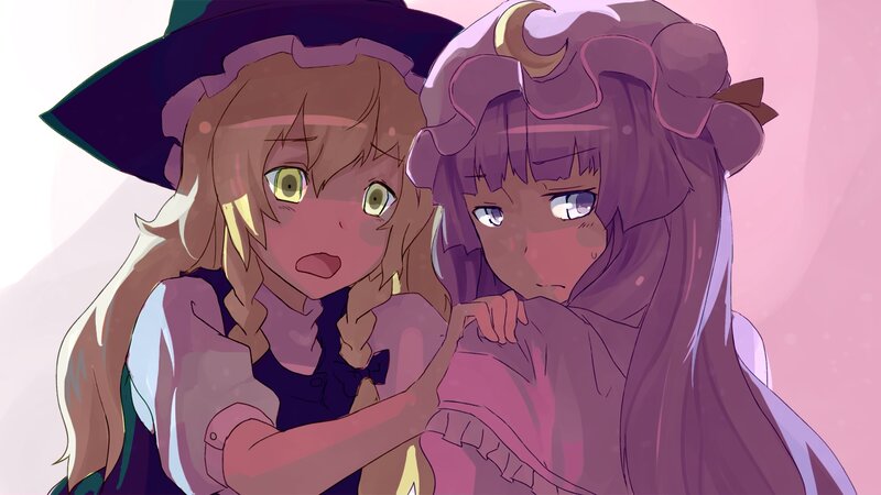 Two Anime Girls Hugging — Pink, Intimate, Witch Hat