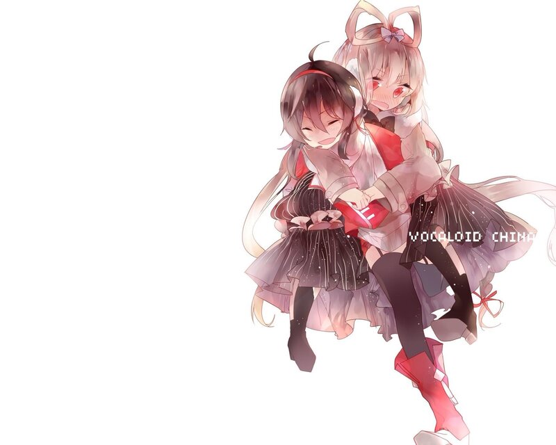 Two Anime Girls Hugging — Pink, Playful, Digital Art, Cat Ears