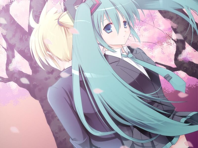 Two Anime Girls Hugging — Pink, Serene, Spring, Cherry Blossoms, School Uniform