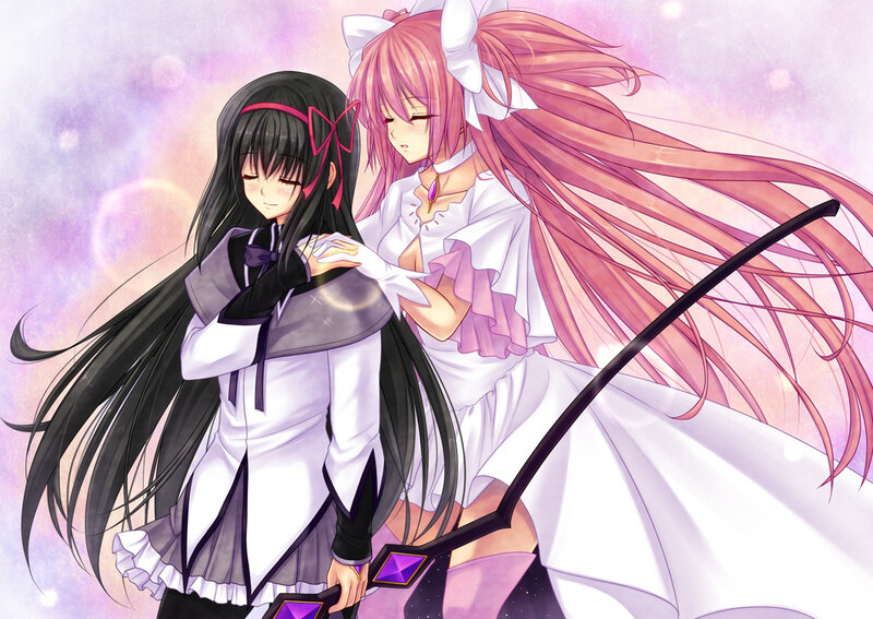 Two Anime Girls Hugging — Pink, Serene