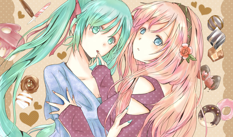 Two Anime Girls Hugging — Pink, Sweet