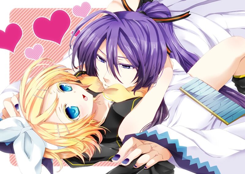 Two Anime Girls Hugging — Purple, Affectionate