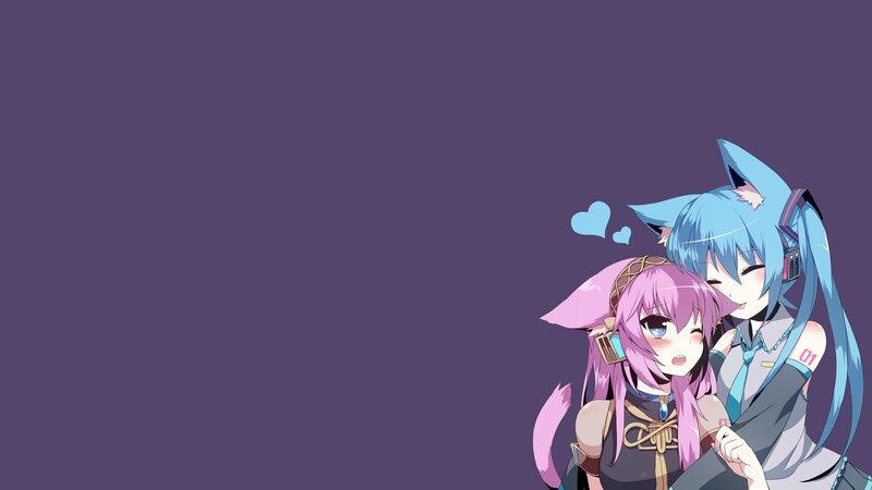 Two Anime Girls Hugging — Purple, Cute