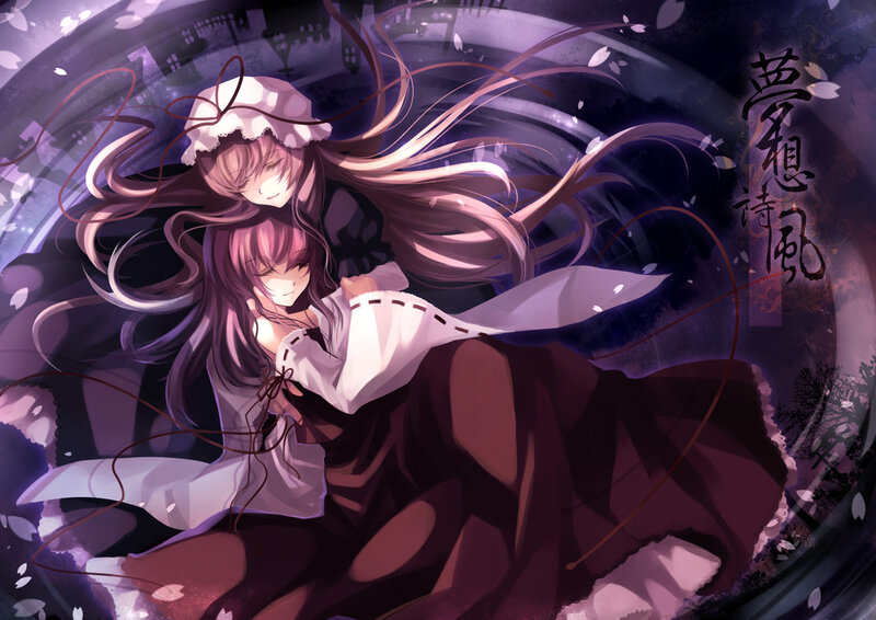 Two Anime Girls Hugging — Purple, Dreamy, Night