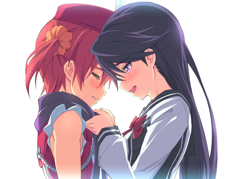 Two Anime Girls Hugging — Purple, Emotional