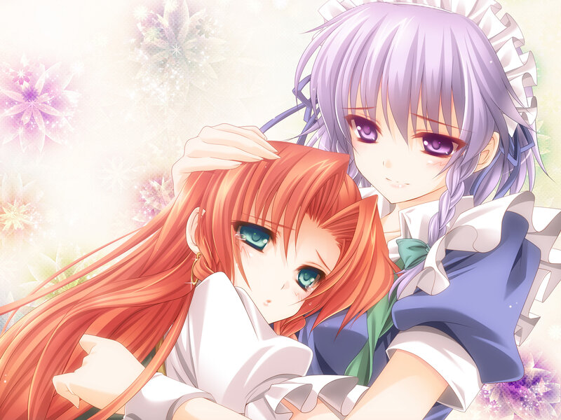 Two Anime Girls Hugging — Purple, Gentle
