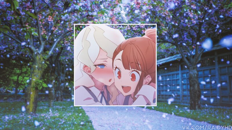 Two Anime Girls Hugging — Purple, Serene, Spring, Cherry Blossoms