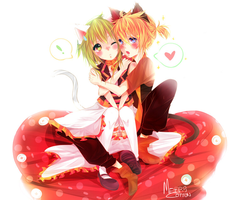 Two Anime Girls Hugging — Red, Cute