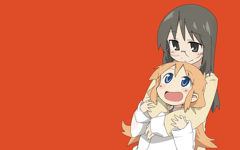 Two Anime Girls Hugging — Red, Happy, Hug