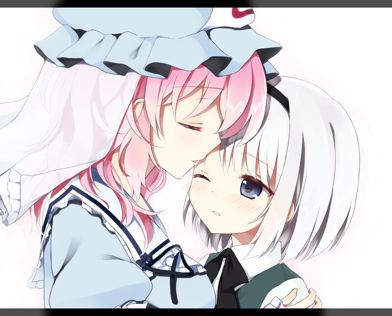 Two Anime Girls Hugging — White, Affectionate, Hug
