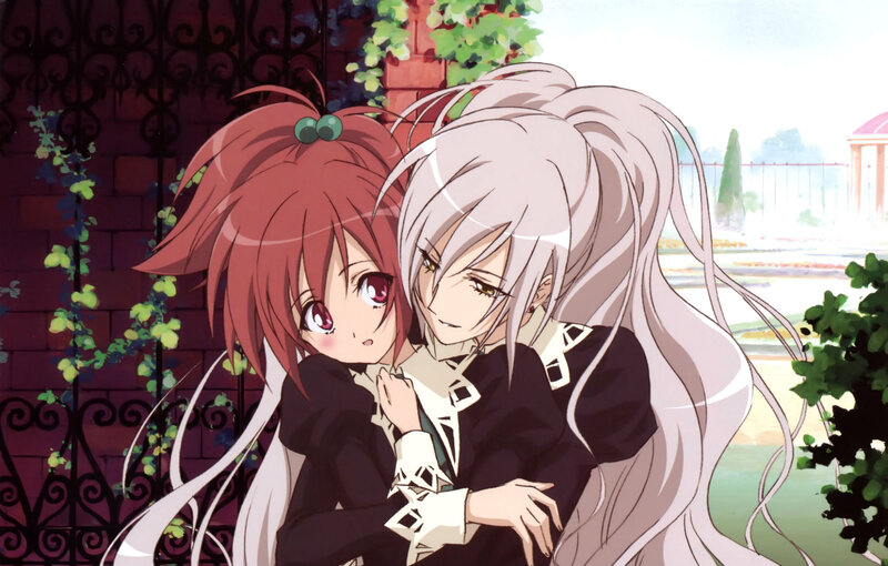 Two Anime Girls Hugging — White, Calm, Afternoon
