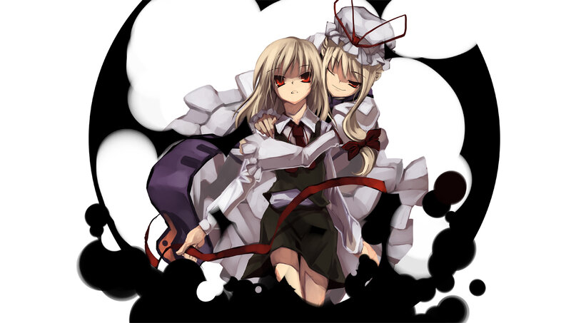Two Anime Girls Hugging — White, Dramatic, School Uniforms