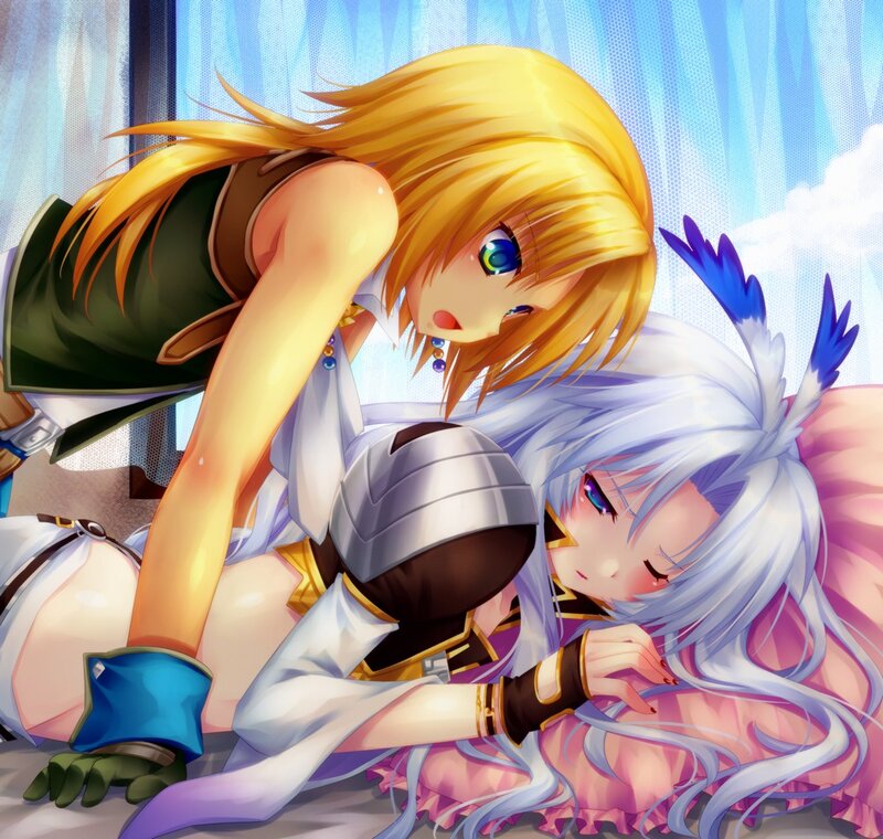 Two Anime Girls Hugging — Yellow, Calm, Digital Art