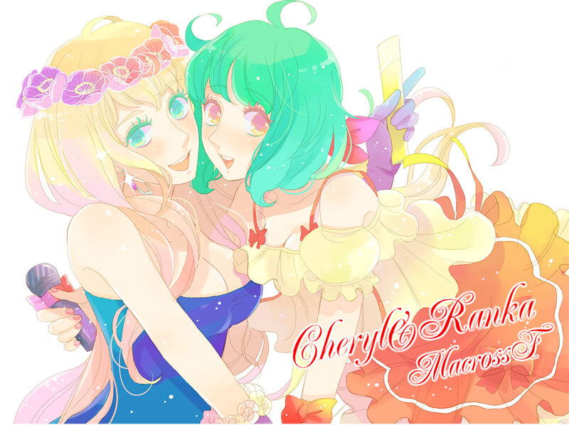 Two Anime Girls Hugging — Yellow, Cheerful, Microphone