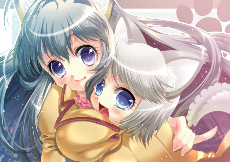 Two Anime Girls Hugging — Yellow, Cute