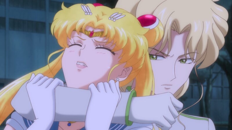 Two Anime Girls Hugging — Yellow, Dramatic, Night