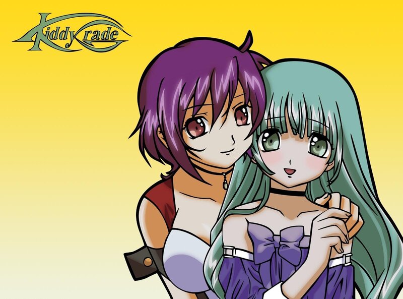 Two Anime Girls Hugging — Yellow, Friendly, Long Hair