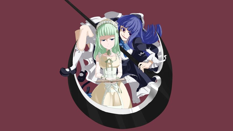 two anime girls in a circular frame