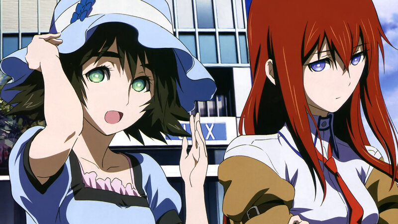 Two anime girls in a city