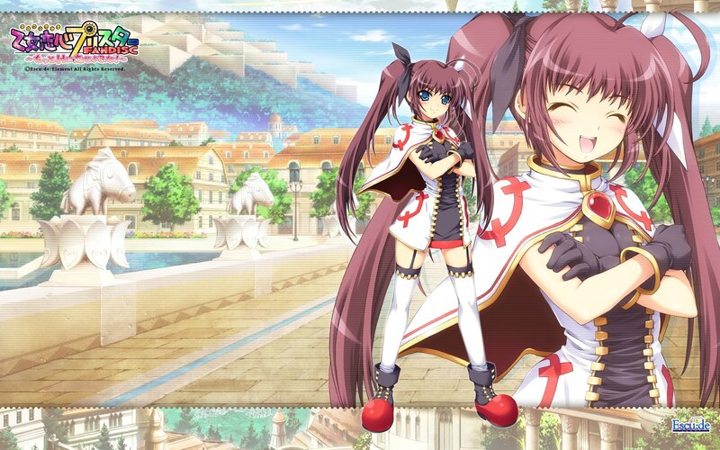 Two anime girls in a city