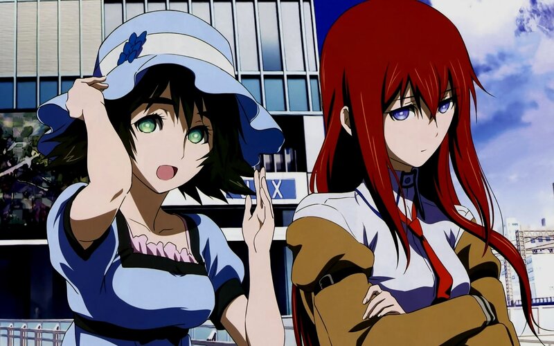 two anime girls in a city