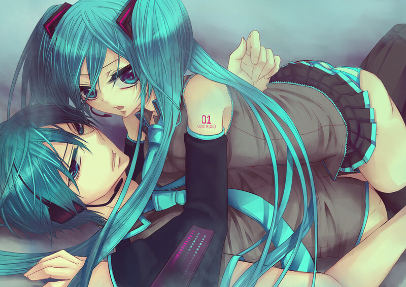 Two anime girls in a close embrace