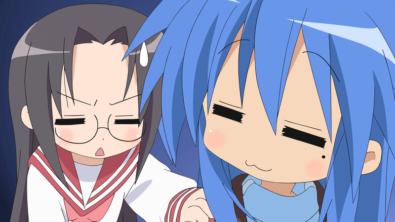 Two anime girls in a close moment
