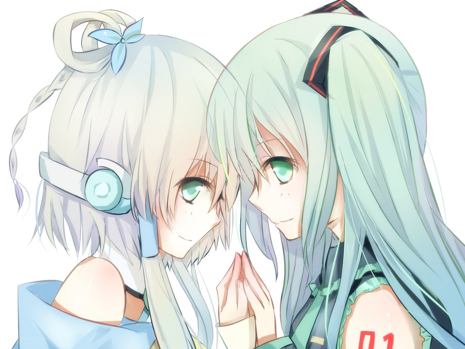Two anime girls in a close pose
