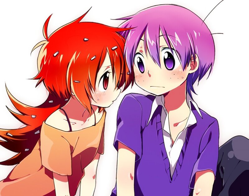 two anime girls in a close pose