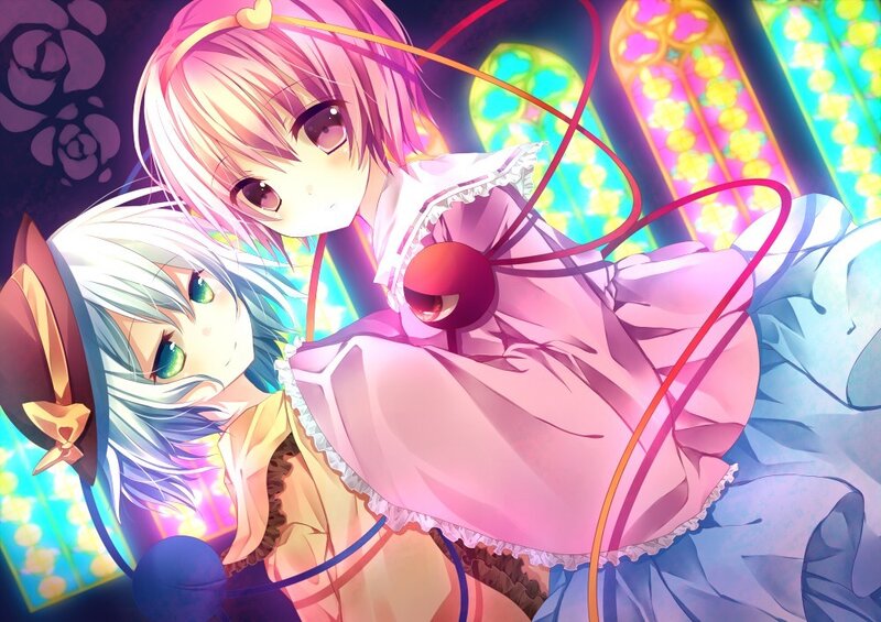 Two anime girls in a colorful scene