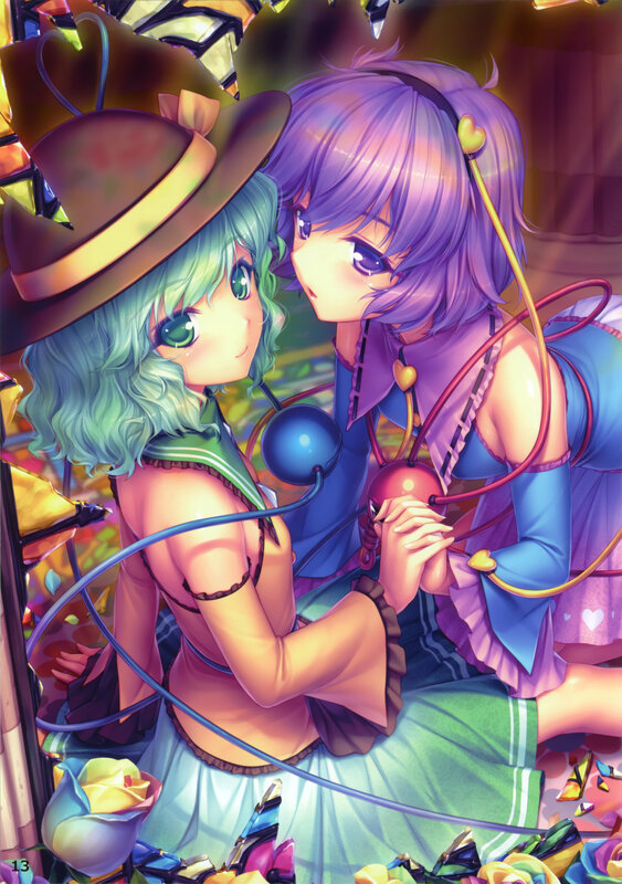 Two anime girls in a colorful scene