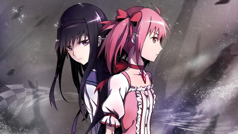 two anime girls in a dark scene