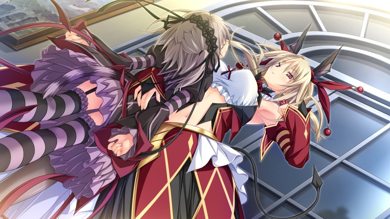 Two anime girls in a dramatic pose