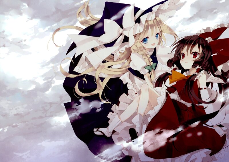 Two anime girls in a dramatic scene