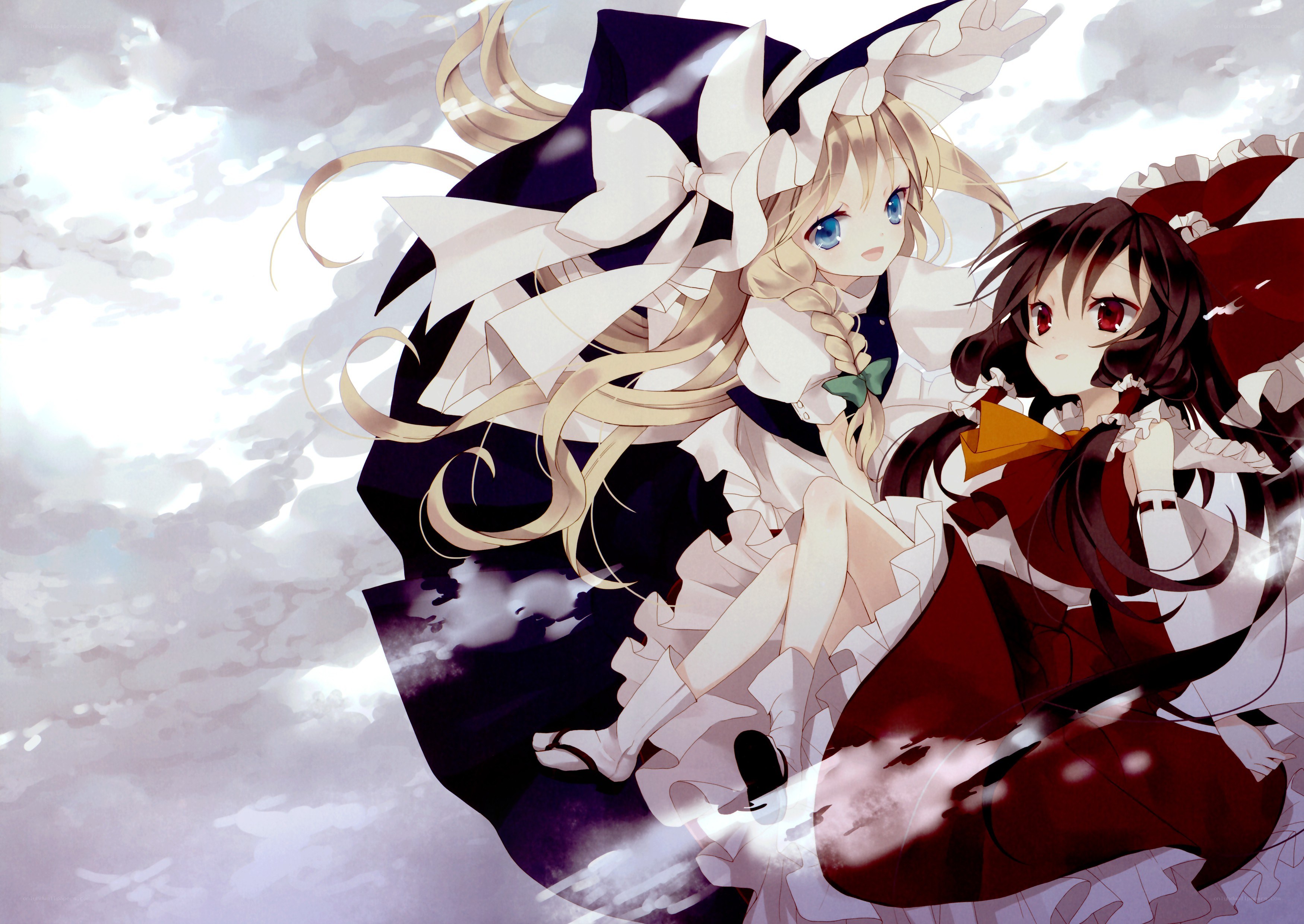 Two anime girls in a dramatic scene