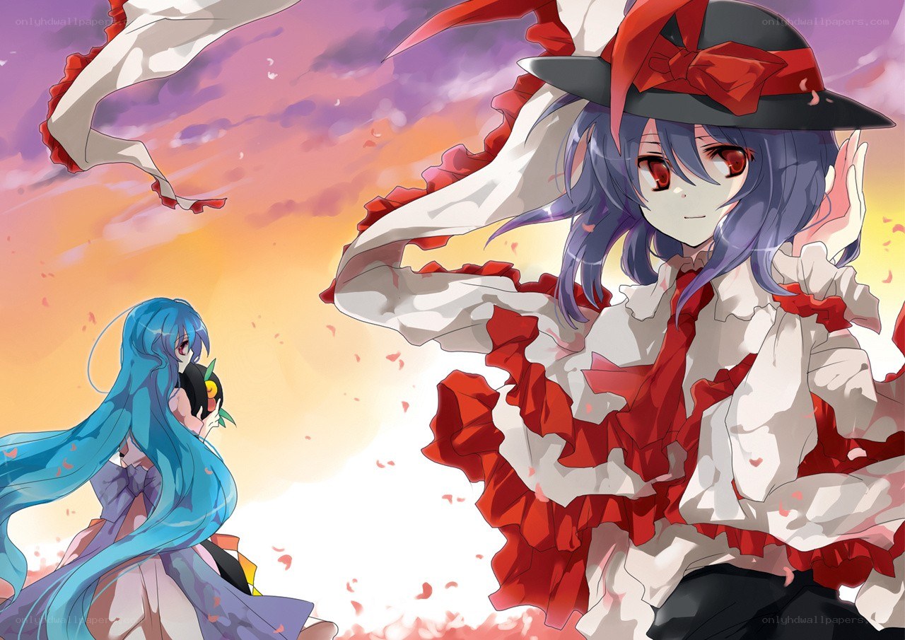 Two anime girls in a dramatic scene