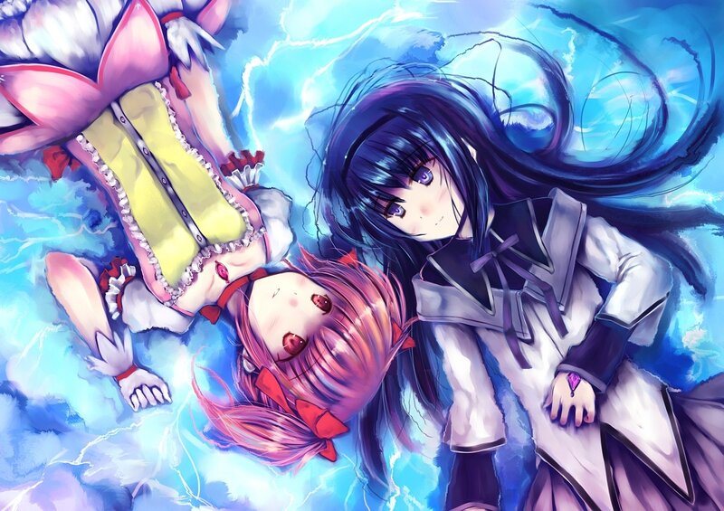 Two anime girls in a dreamy scene