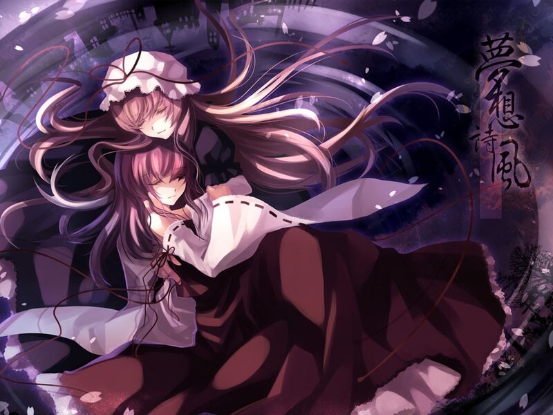 Two anime girls in a dreamy scene