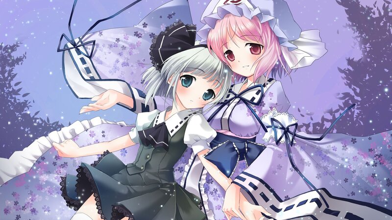 Two anime girls in a dreamy scene