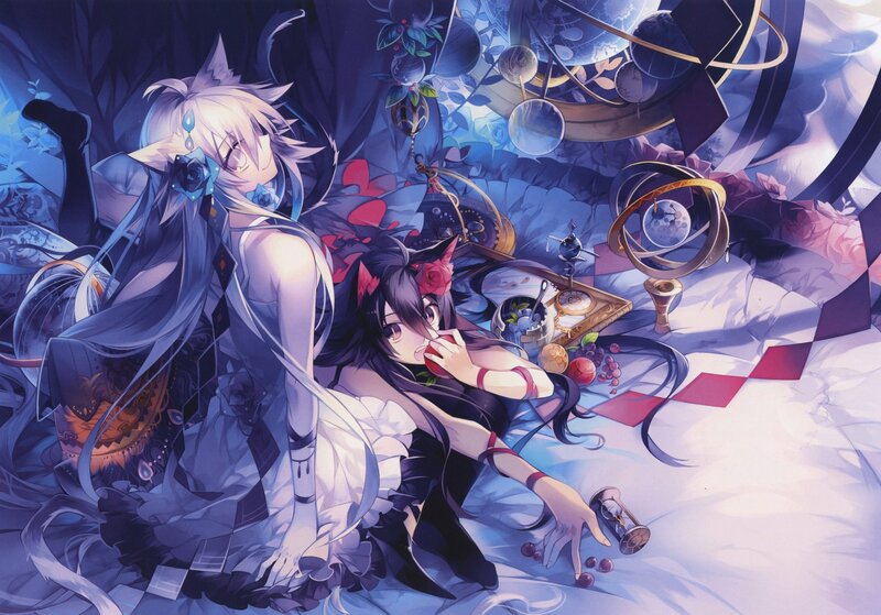 Two anime girls in a dreamy setting