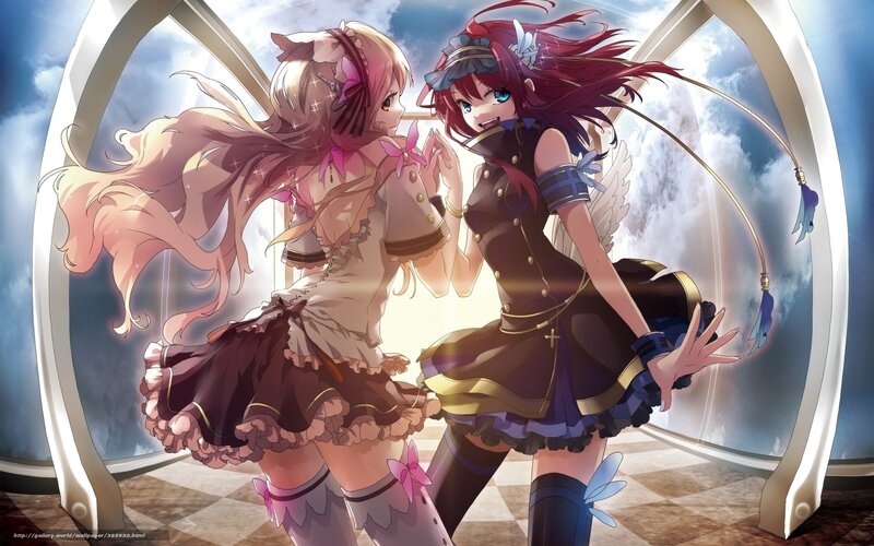Two anime girls in a dreamy setting