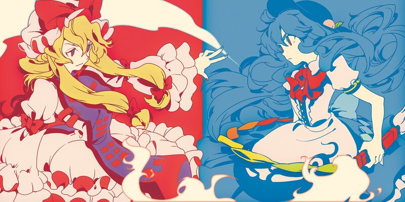 Two anime girls in a duel