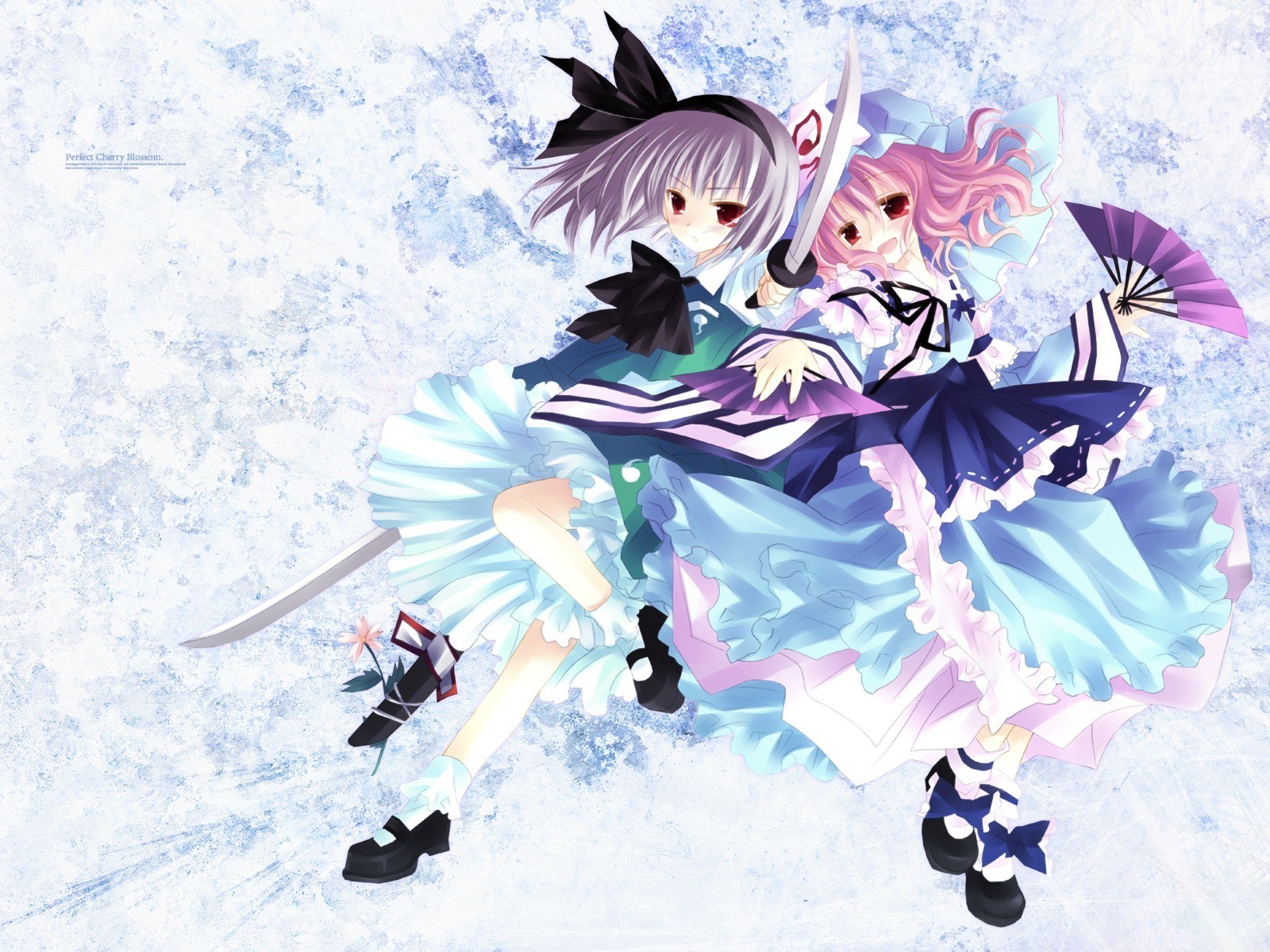 Two anime girls in a dynamic pose